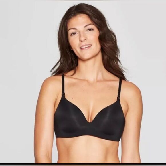 💜Auden new with tags 38c black NURSING LIGHTLY LINED wirefree BRA - Picture 1 of 4